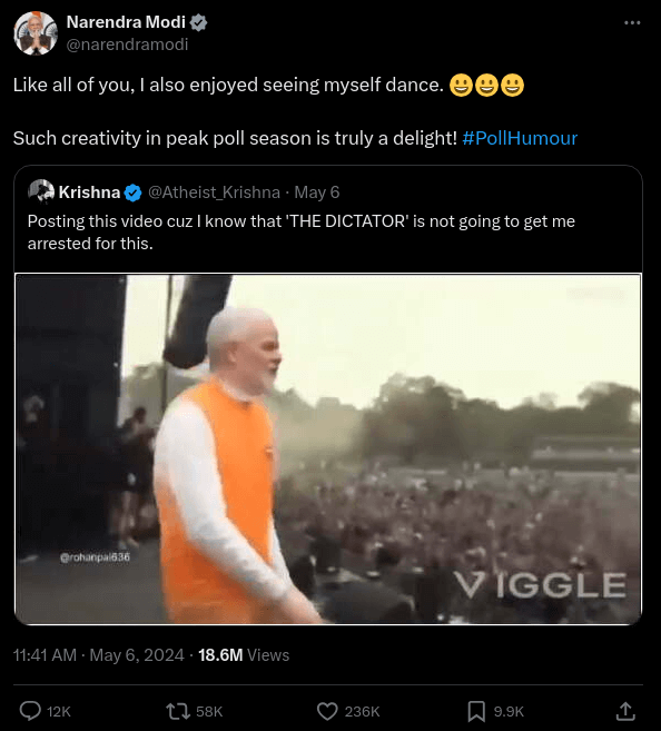 Screenshot of an AI-generated video Prime Minister Modi