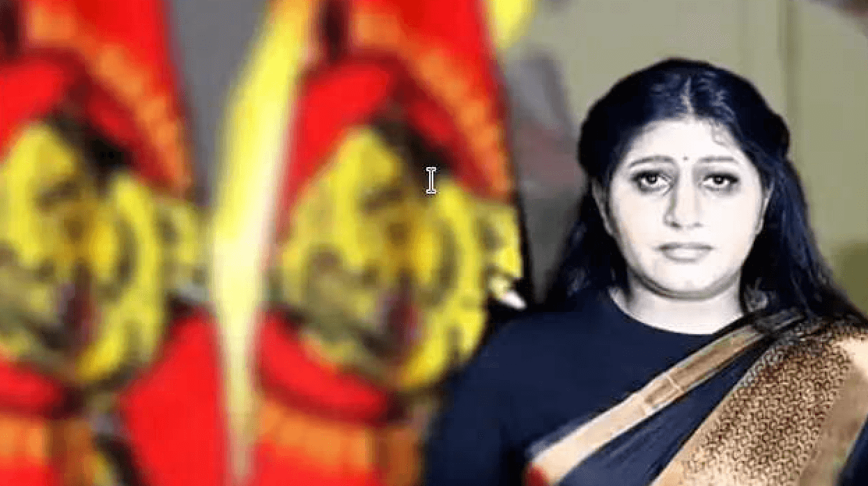 Digital avatar of deceased daughter of Tamil leader during a live stream.