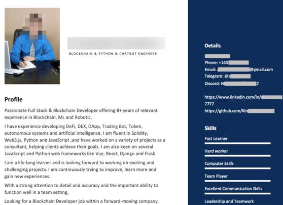 Falsified resume content