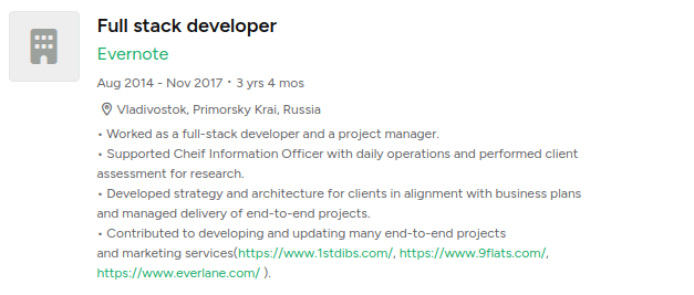 Resume Experience for Alfred Yin account 2