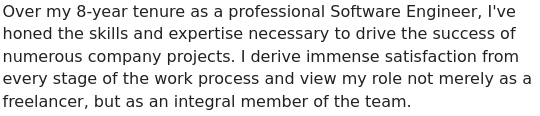 Graphic 13: Huy Diep’s experience description on freelancer website.